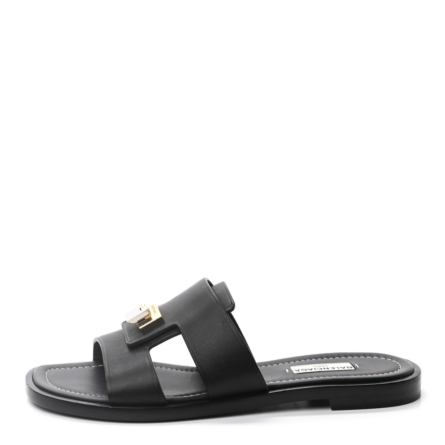Calfskin Lock-Front Sandals 37.5 Black