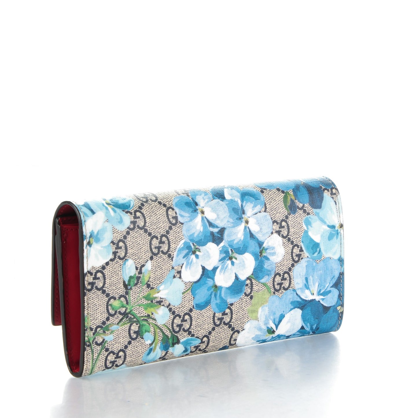 GG Supreme Monogram Blooms Continental Wallet Blue