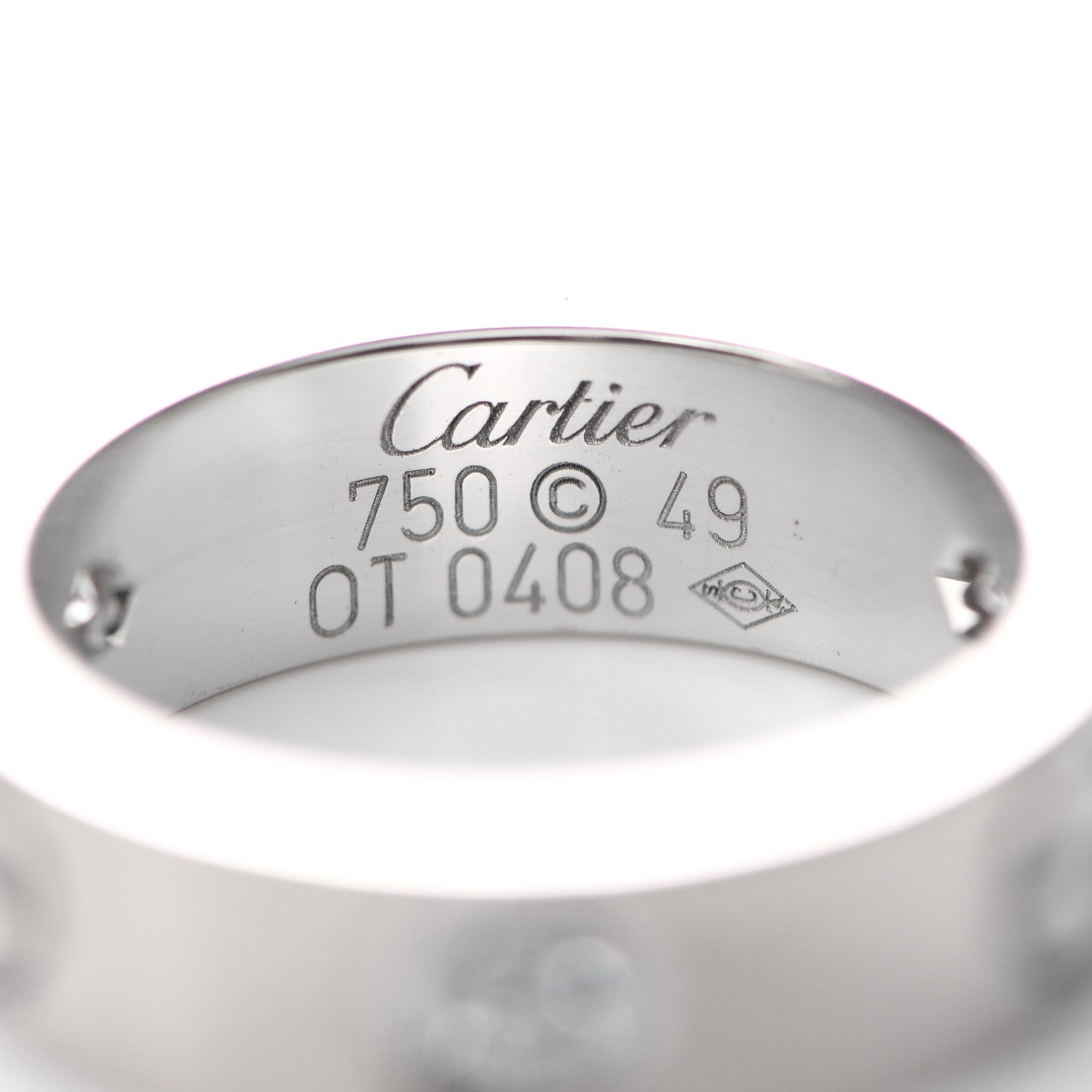 Cartier 18K White Gold 3 Diamond 5.5mm LOVE Ring 49 5 4 of 4