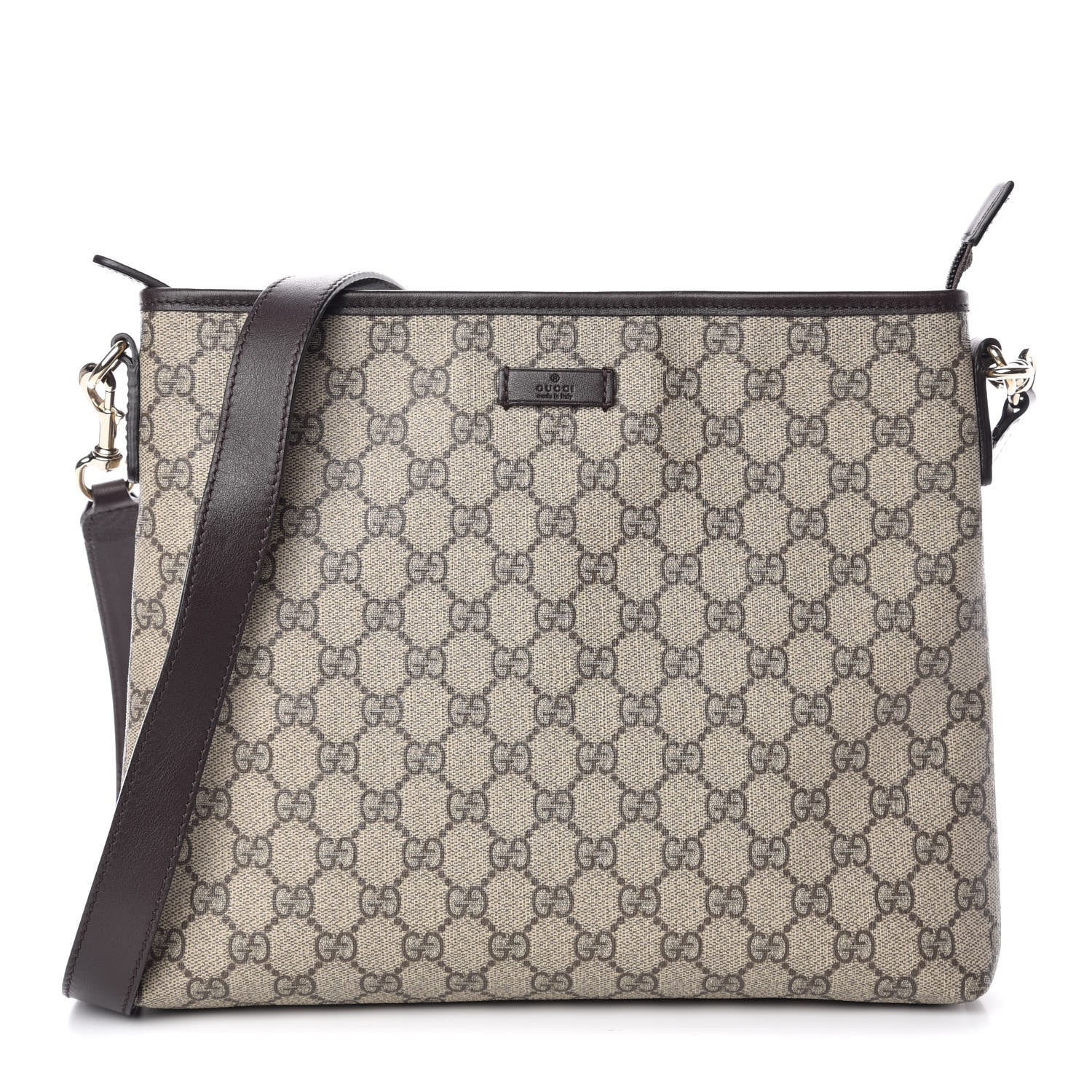 Gucci GG Plus Monogram Medium Flat Messenger Bag Dark Brown 1 of 9