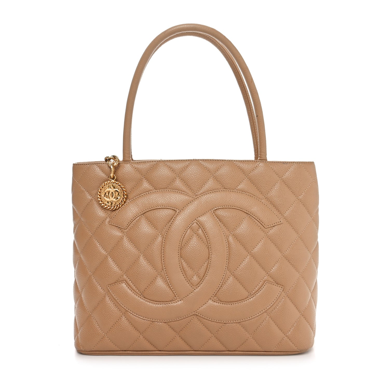 Caviar Quilted Medallion Tote Beige