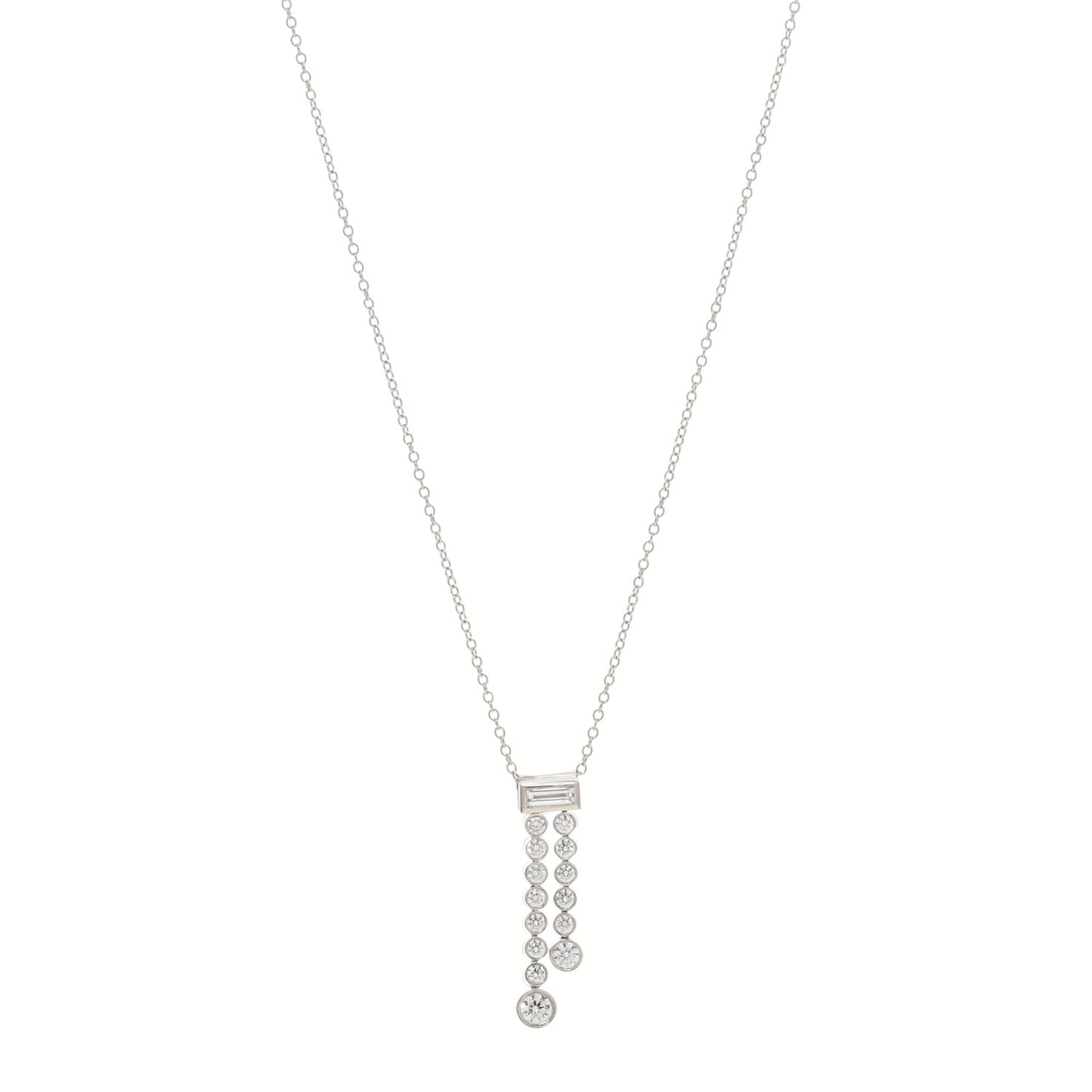 Platinum Diamond Jazz Double Drop Pendant Necklace