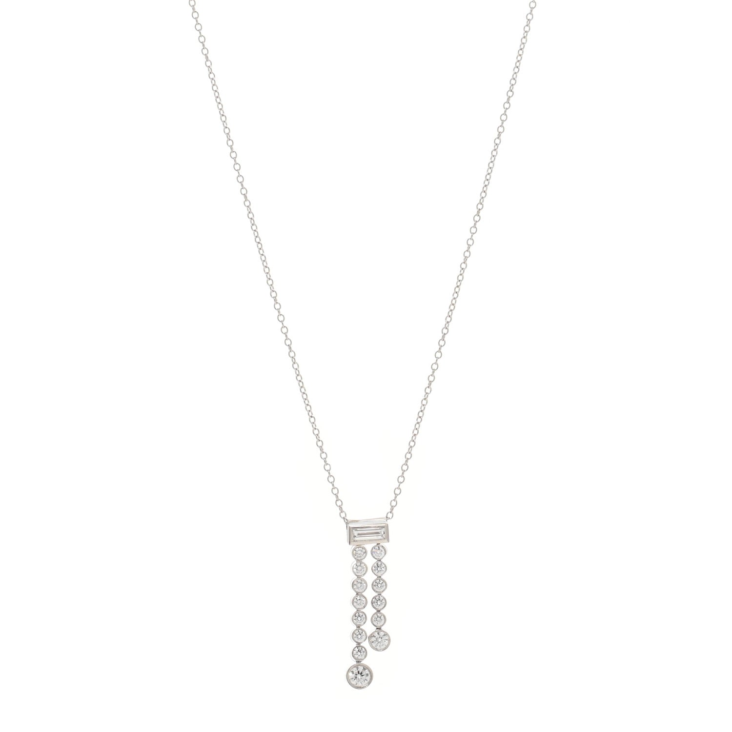Tiffany Platinum Diamond Jazz Double Drop Pendant Necklace 1 of 3
