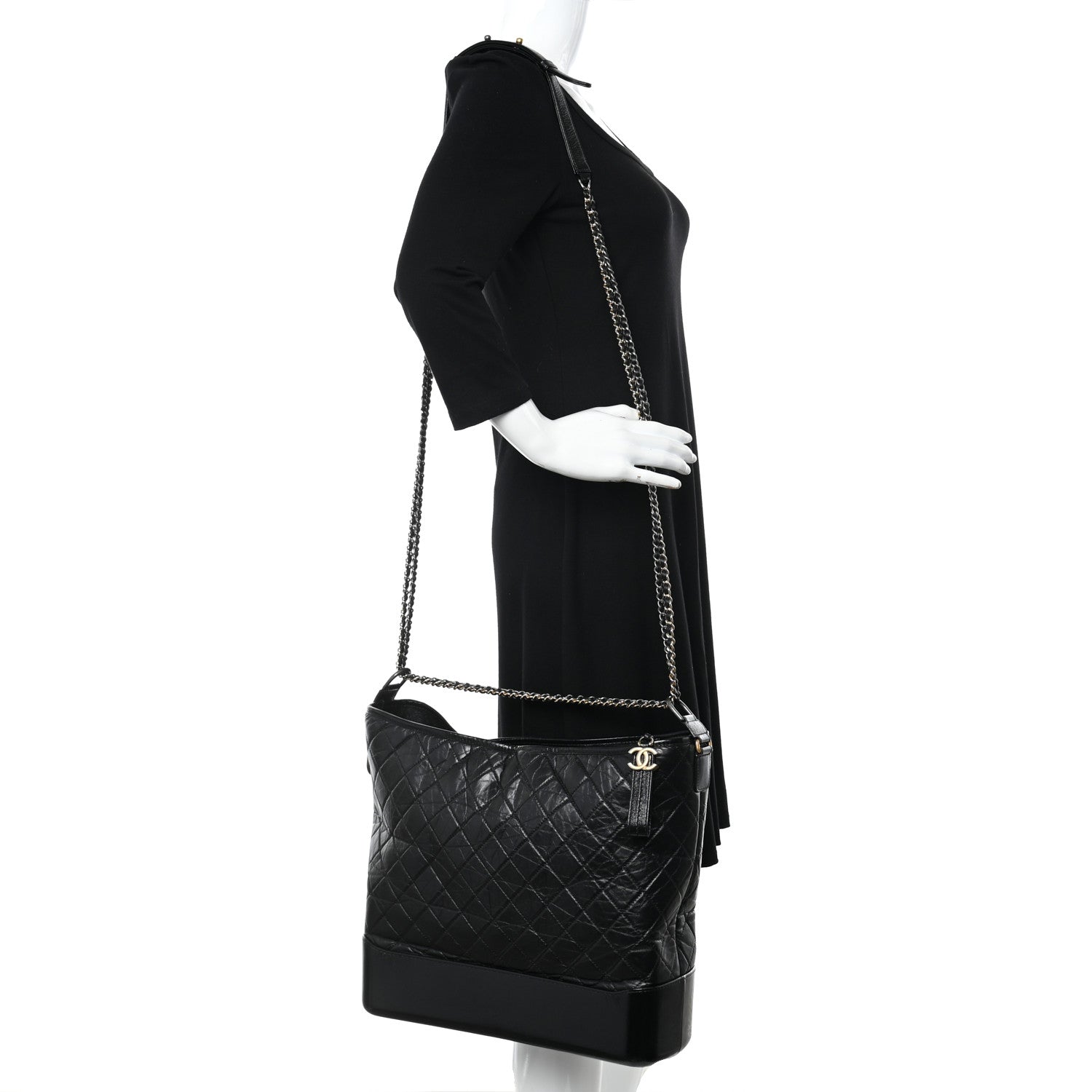 Chanel Aged Calfskin Quilted Maxi Gabrielle Hobo Black 2 of 12