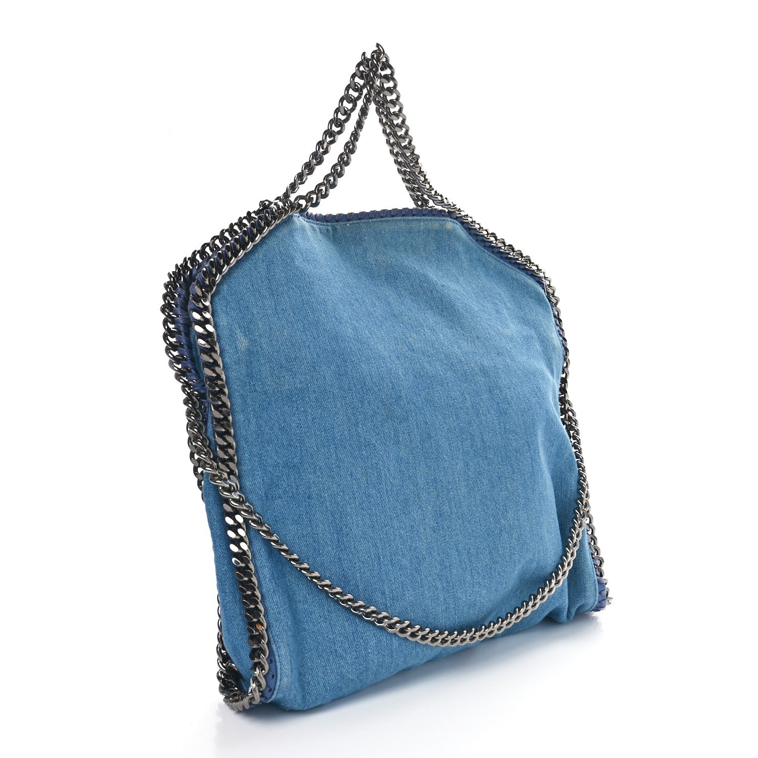 Stella McCartney Eco Denim Embroidered Zigarette Falabella Fold Over Tote Blue 3 of 10