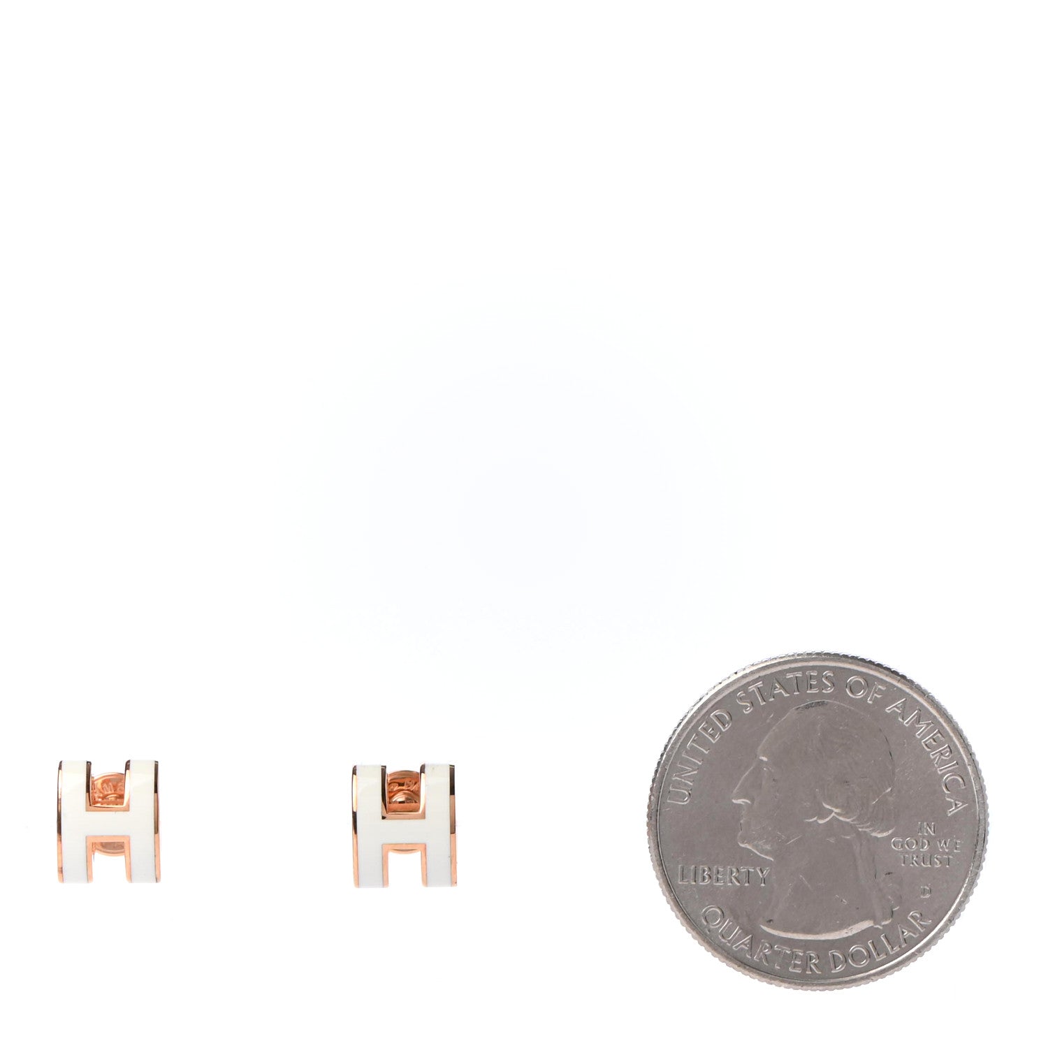 Hermes Rose Gold Lacquered Mini Pop H Earrings White 2 of 4