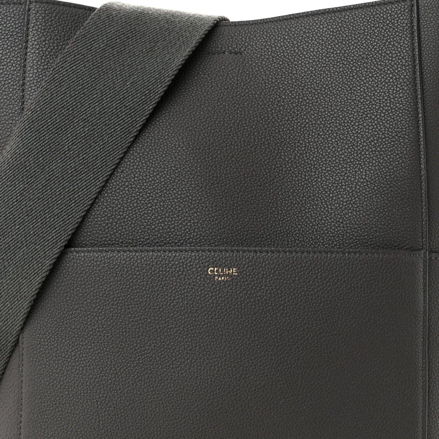 Soft Grained Calfskin Sangle Bucket Bag Kohl