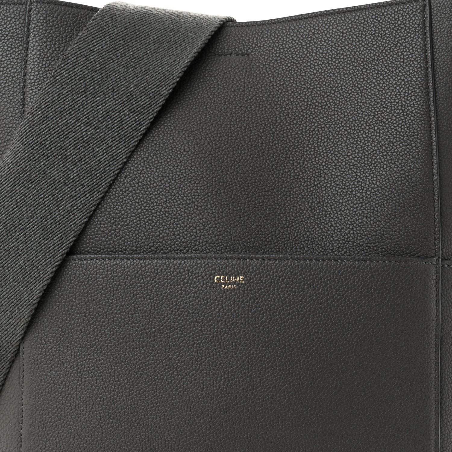 Celine Soft Grained Calfskin Sangle Bucket Bag Kohl 8 of 10