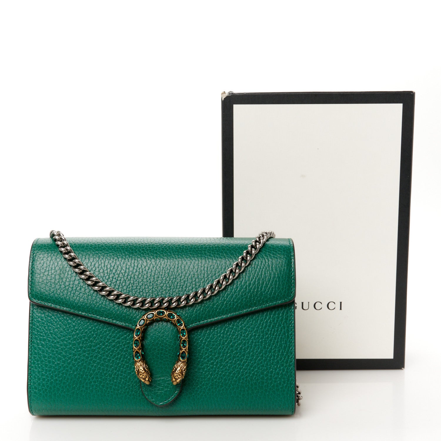 Gucci Calfskin Mini Dionysus Chain Wallet Emerald 11 of 11
