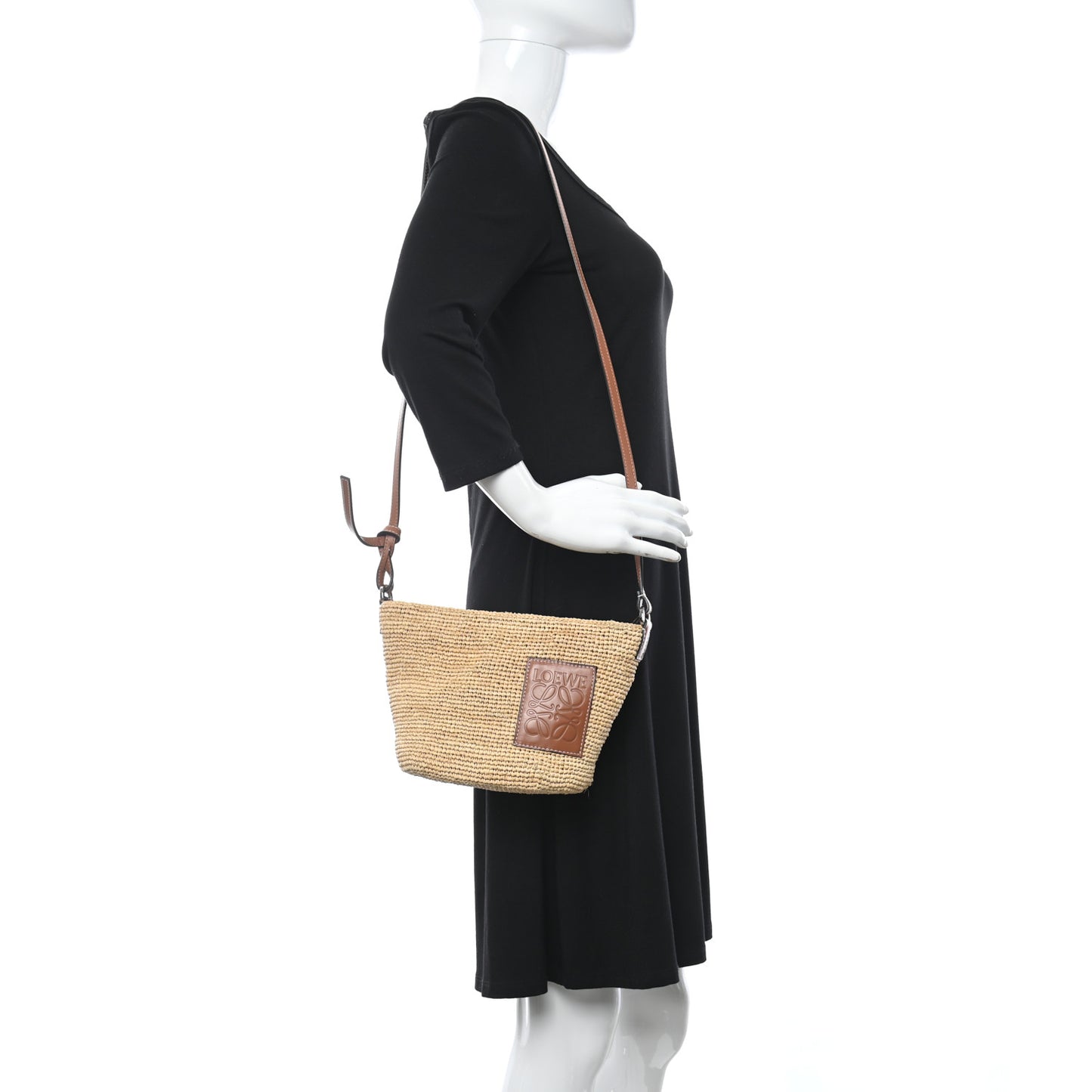 Calfskin Raffia Paulas Ibiza Pochette Bag Natural Tan