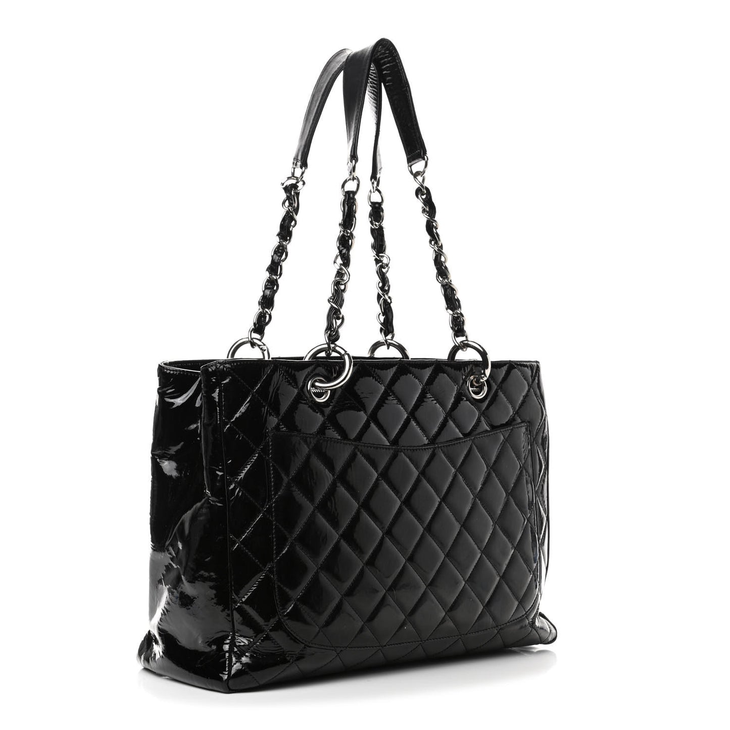 Patent Quilted Grand Shopping Tote GST Black