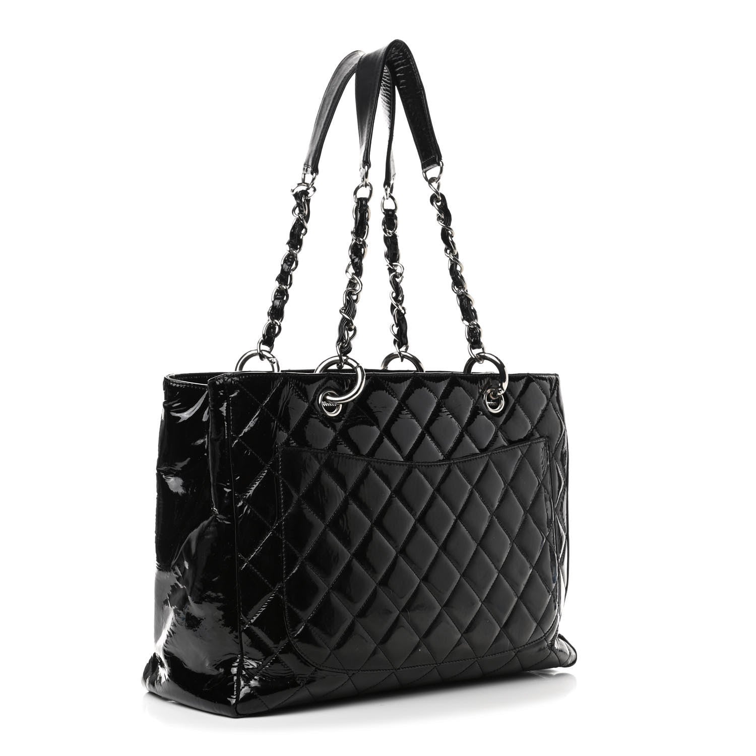 Chanel Patent Quilted Grand Shopping Tote GST Black 2 of 5