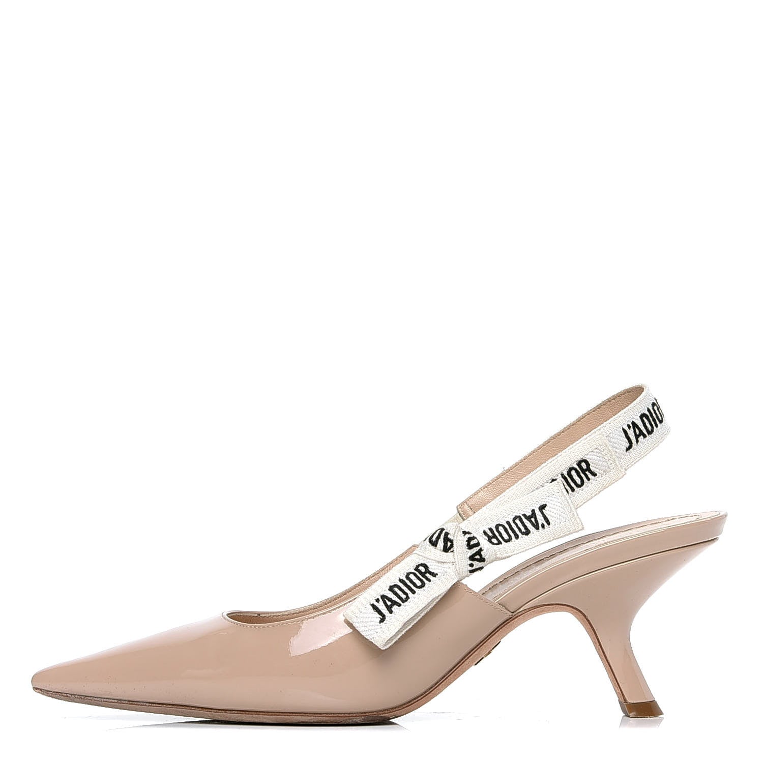 Christian Dior Patent Ribbon J'Adior Slingback 65mm Pumps 37.5 Nude 1 of 4