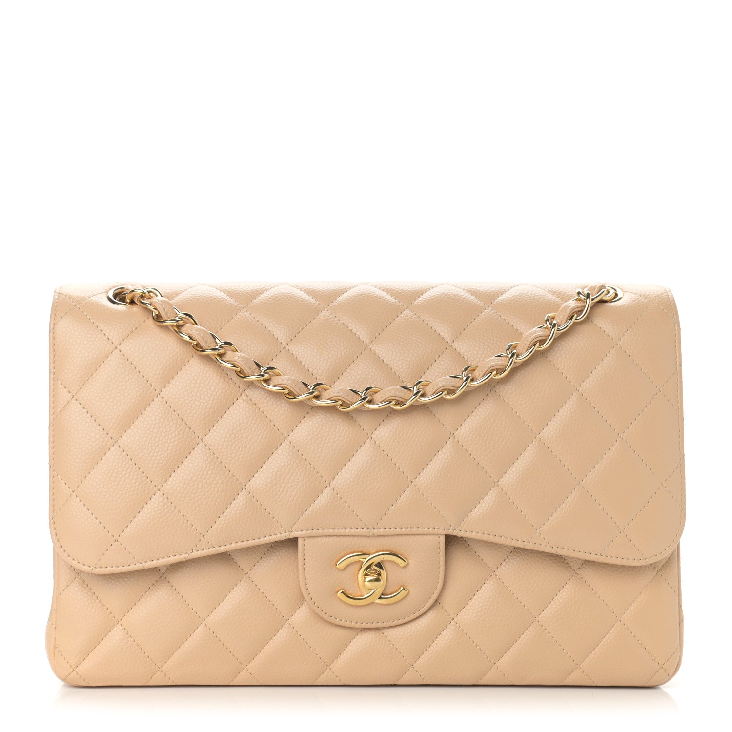 Chanel Caviar Quilted Jumbo Double Flap Beige 1 of 9