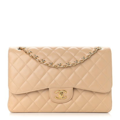 Chanel Caviar Quilted Jumbo Double Flap Beige 1 of 9