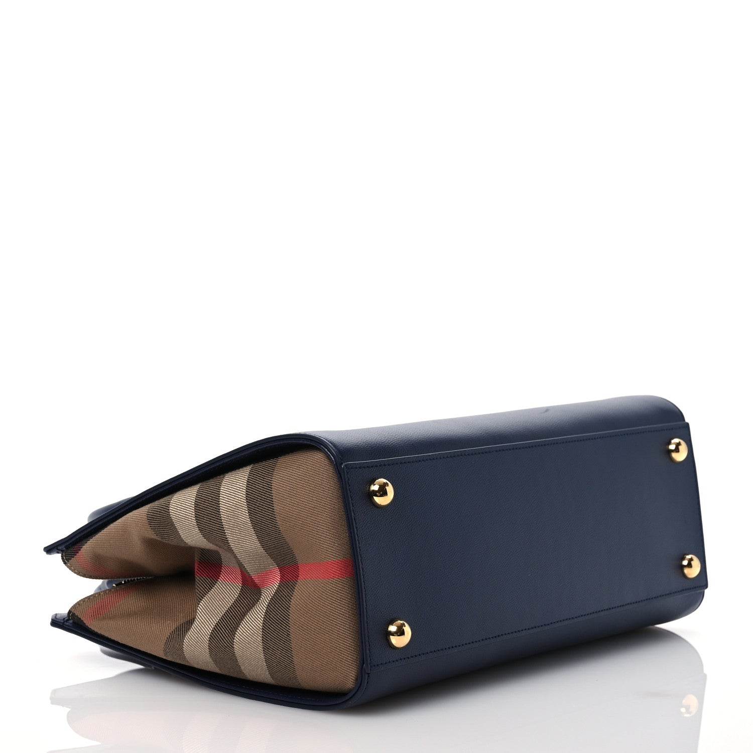 Burberry Calfskin Mega Check Banwell Tote Dark Canvas Blue 3 of 10