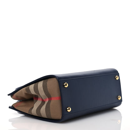 Burberry Calfskin Mega Check Banwell Tote Dark Canvas Blue 3 of 10