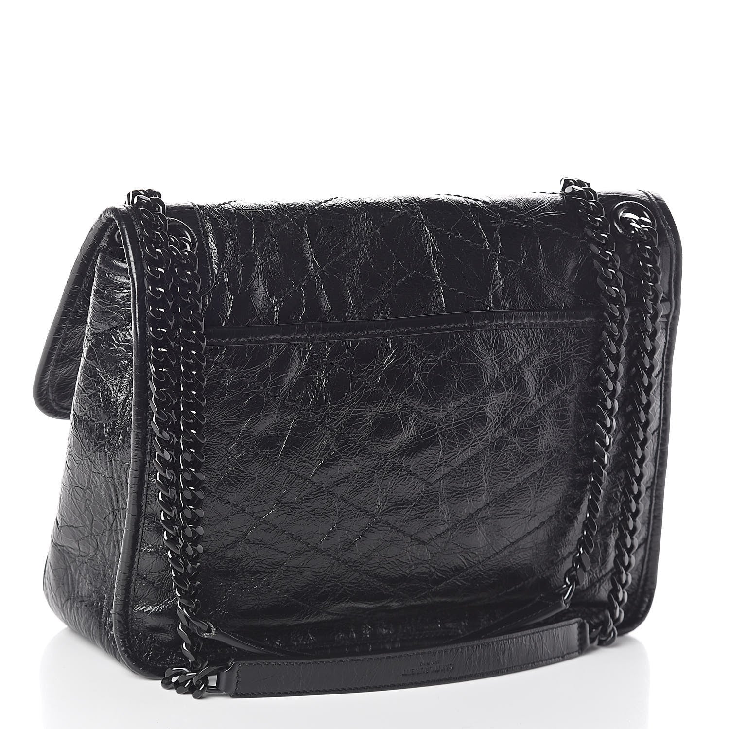 Saint Laurent Crinkled Calfskin Matelasse Monogram Medium Niki Chain Satchel Black 3 of 9