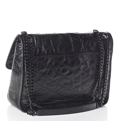 Saint Laurent Crinkled Calfskin Matelasse Monogram Medium Niki Chain Satchel Black 3 of 9