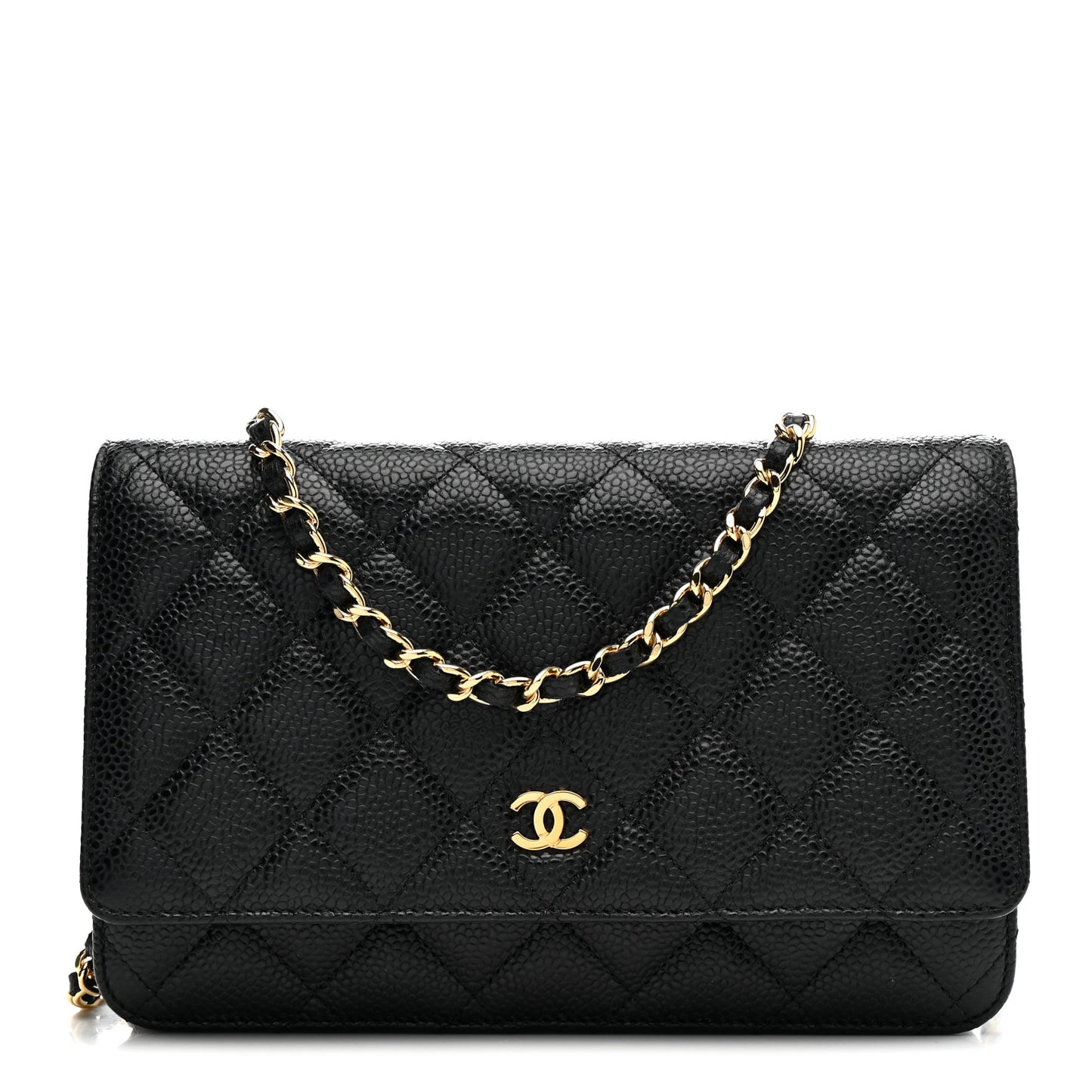 Caviar Quilted Wallet on Chain WOC Black