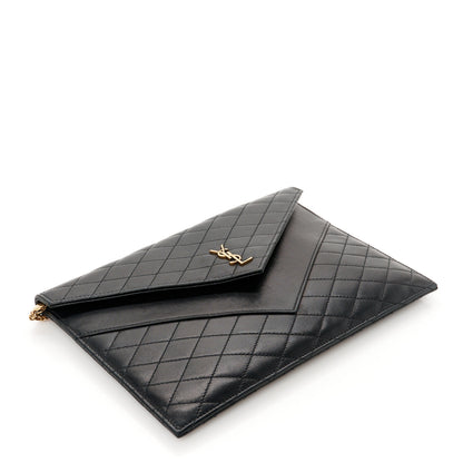 Saint Laurent Lambskin Quilted Double Flap Chain Pouch Black 4 of 7