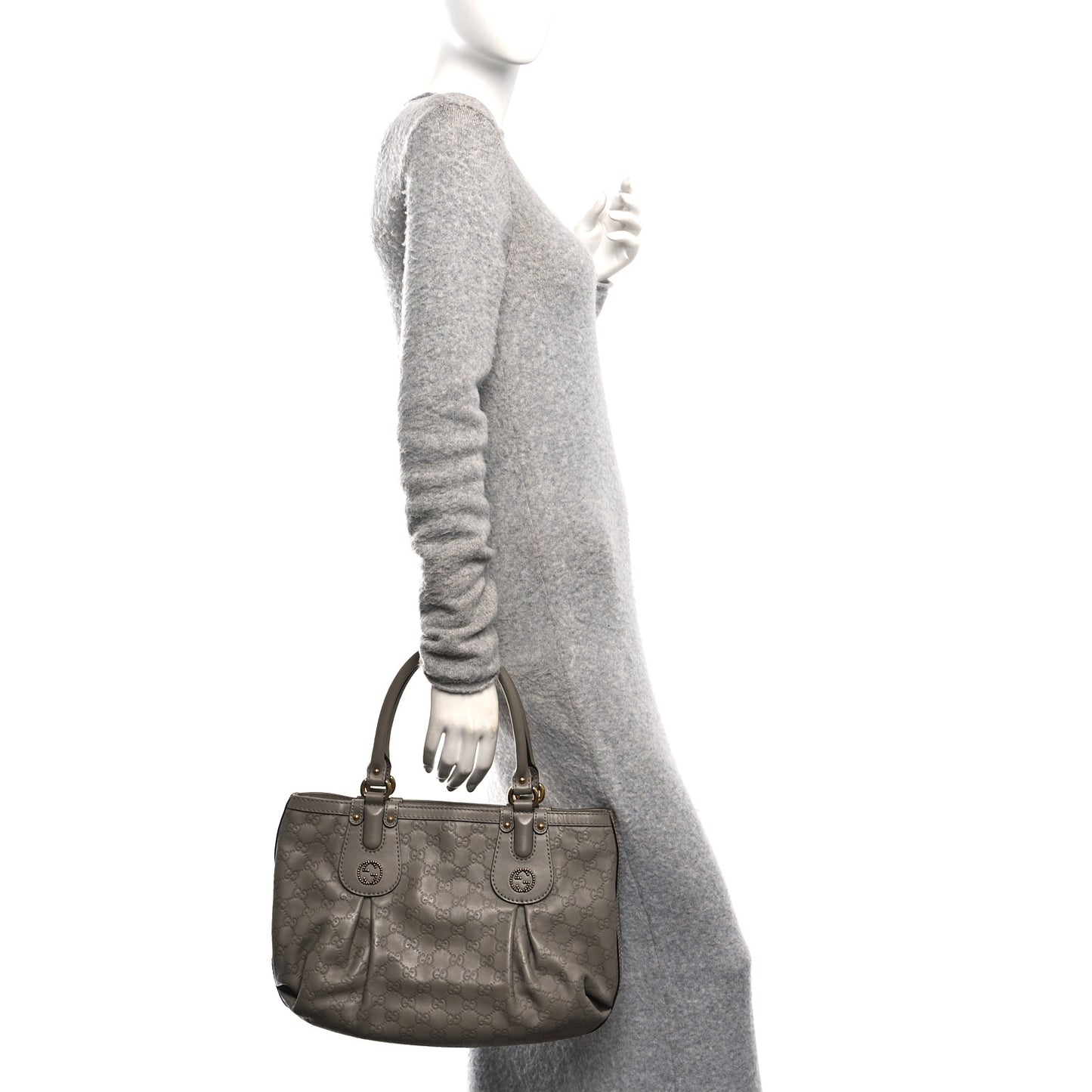 Guccissima Medium Scarlett Stud Tote Grey