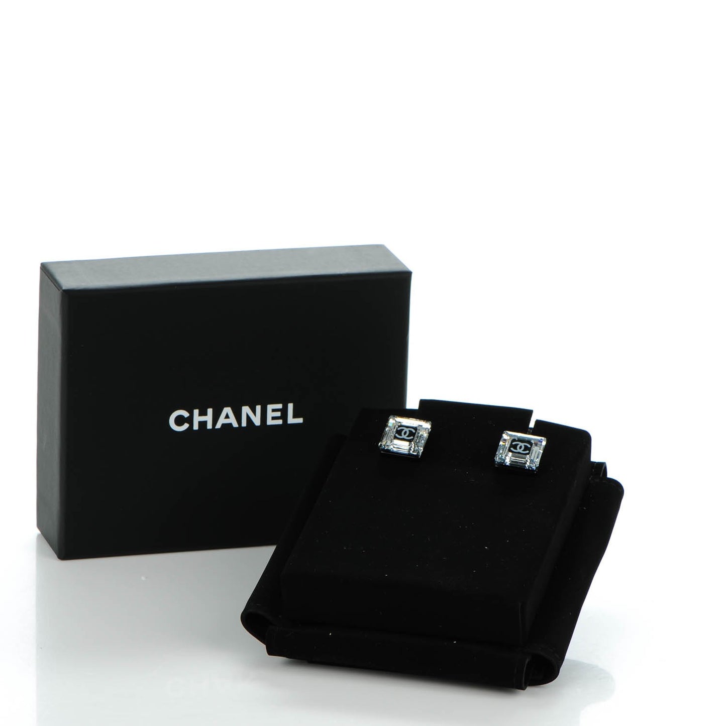 Crystal CC Square Charm Earrings