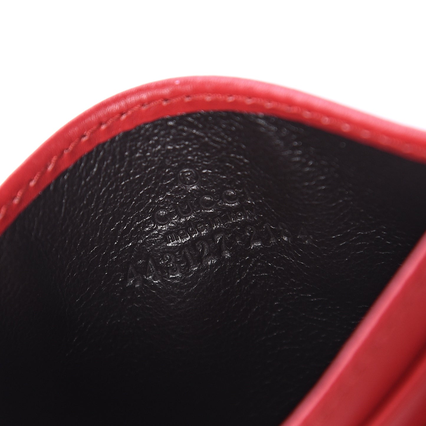 Calfskin Matelasse GG Marmont Card Holder Hibiscus Red