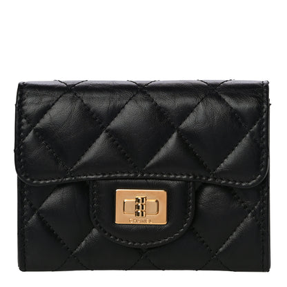Chanel Aged Calfskin Quilted Reissue Flap Card Holder Wallet Black 1 of 12
