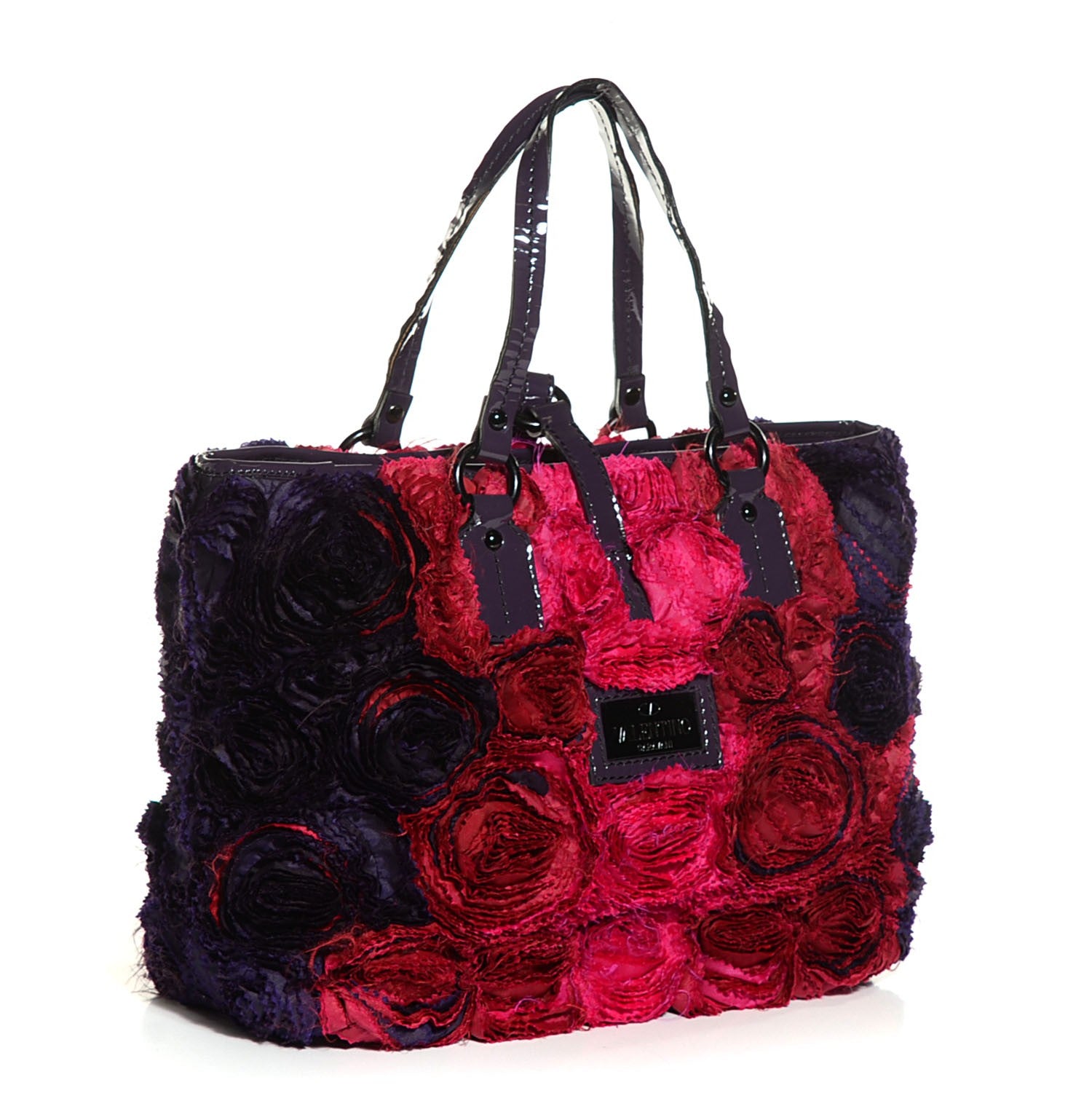 Valentino Garavani Silk Rosier Tote Red Black 3 of 8