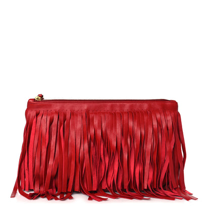 Prada City Calfskin Fringe Clutch Rosso 1 of 8