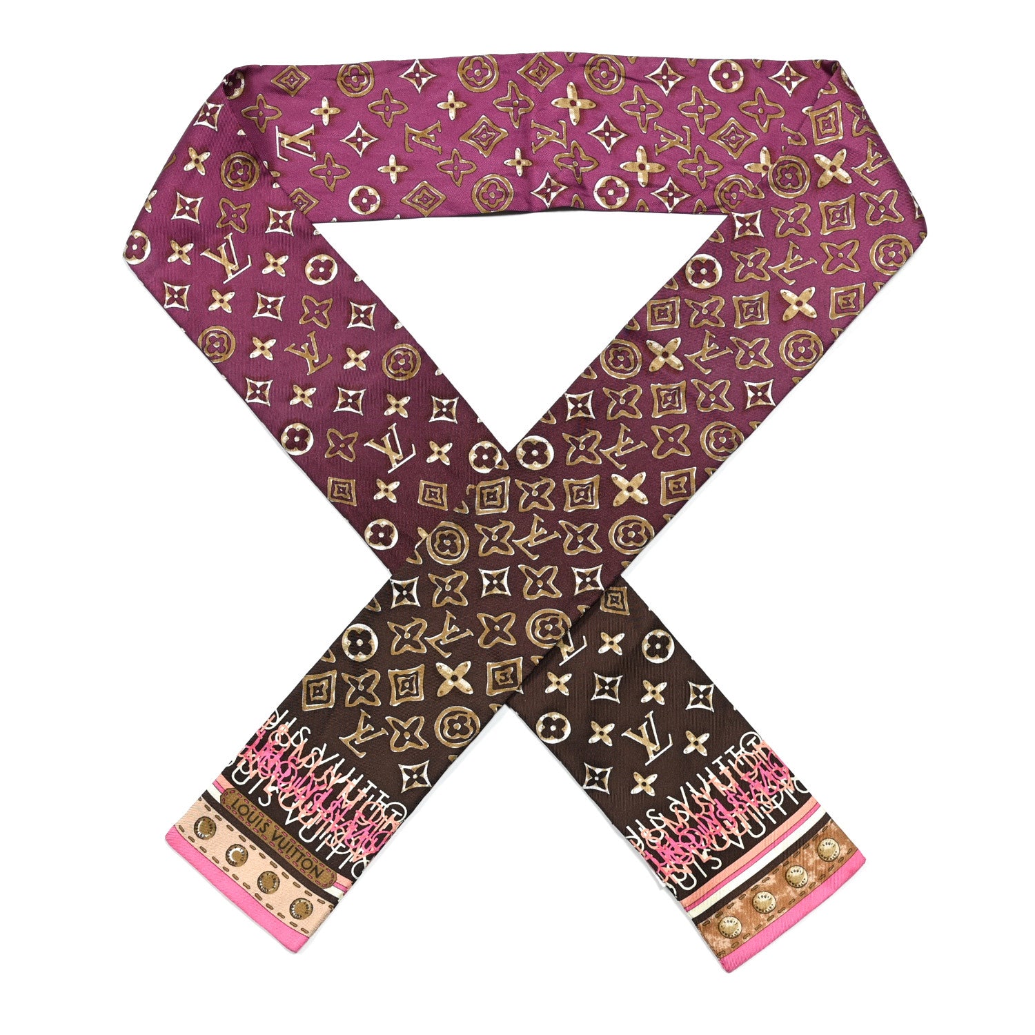 Louis Vuitton Silk Monogram Map Bandeau Cassis 1 of 3