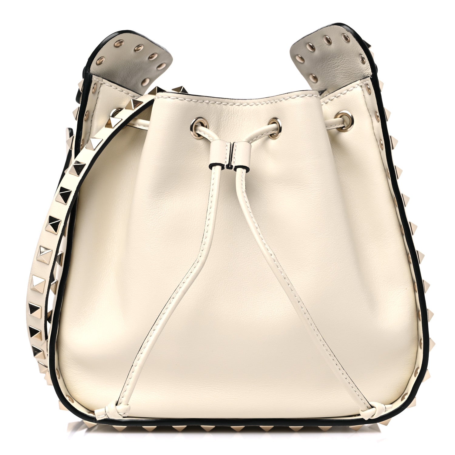 Valentino Garavani Calfskin Rockstud Bucket Bag Ivory 1 of 9