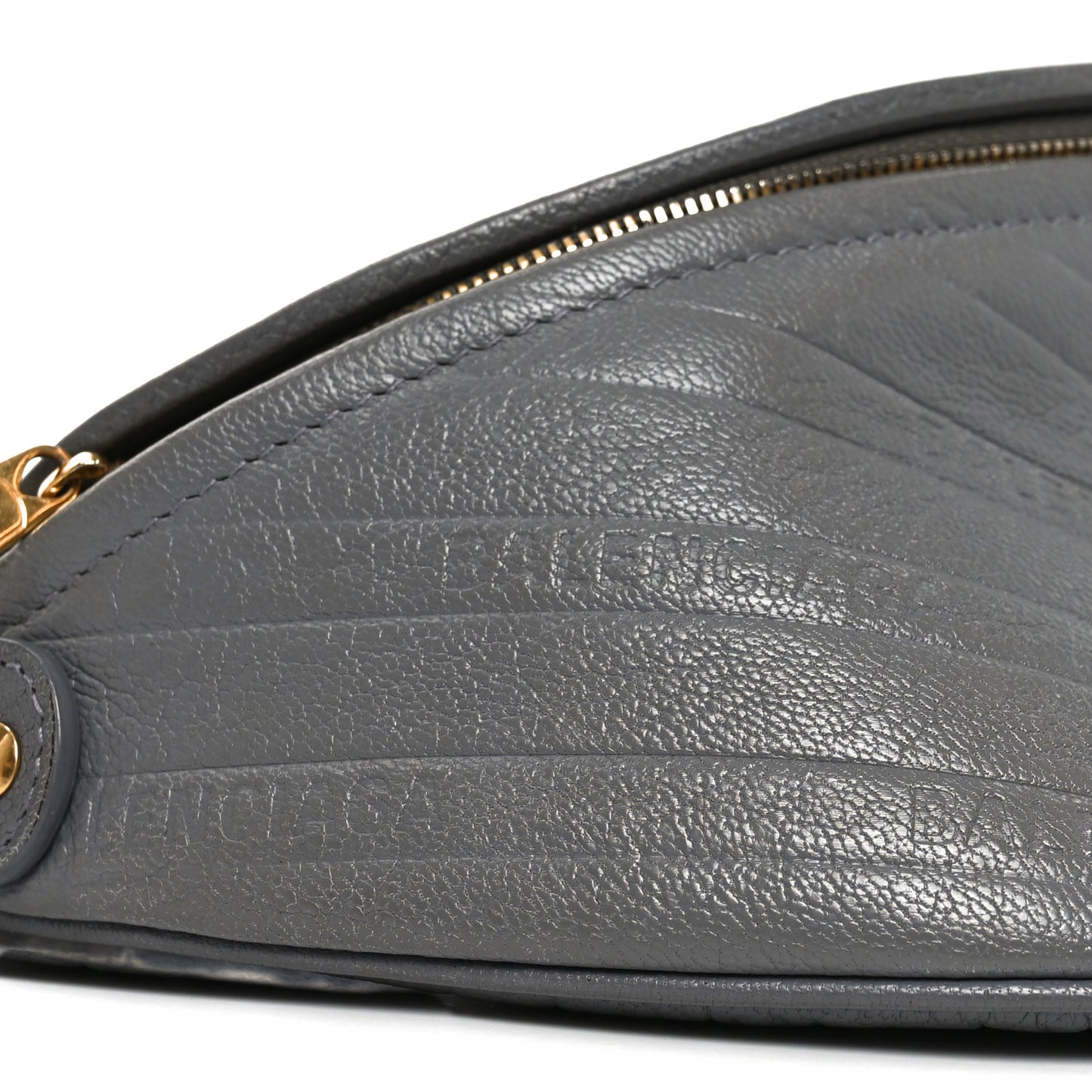 Shiny Goatskin Allover Logo Embossed XS Souvenir Belt Bag Gris