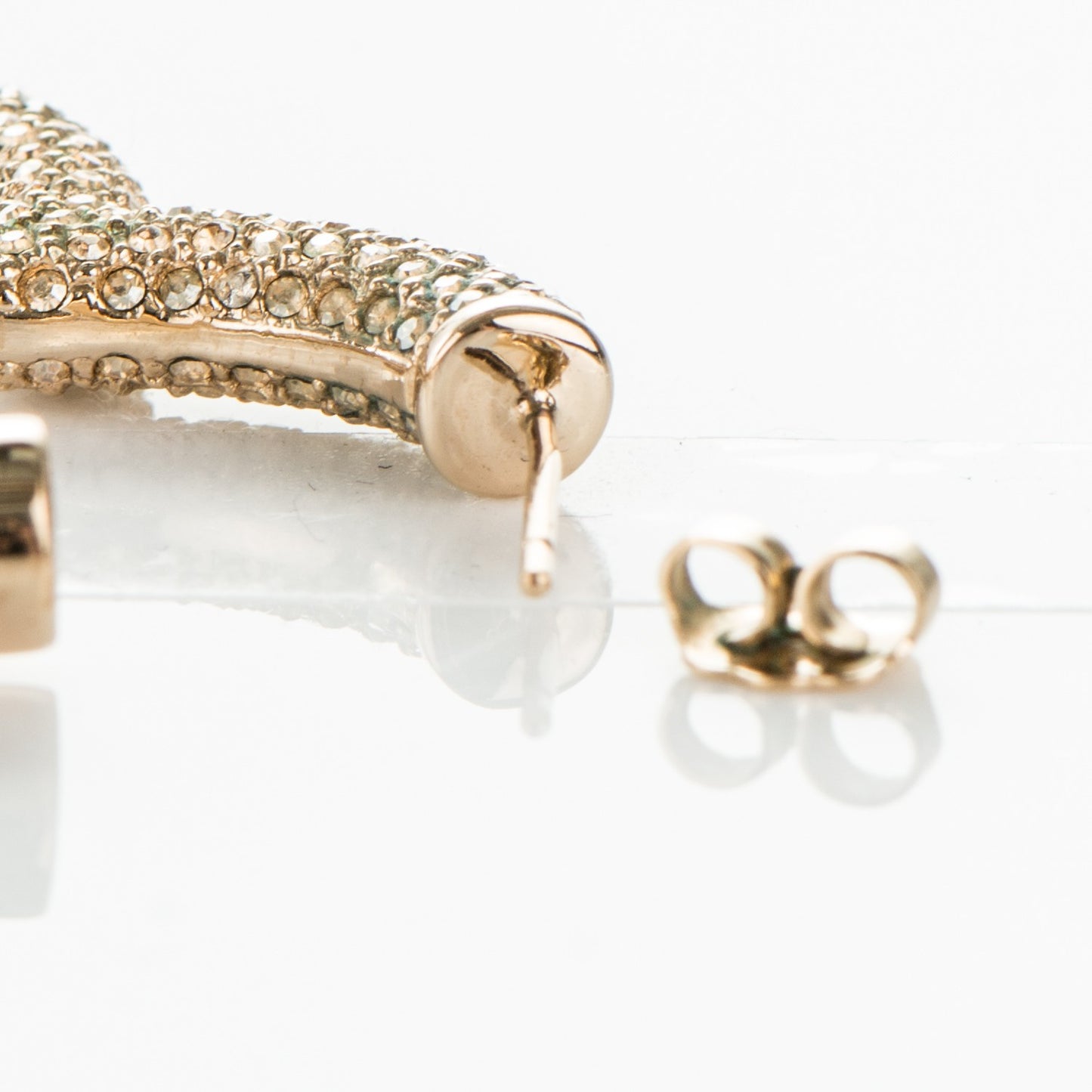 Crystal Heart Hoop Earrings Rose Gold