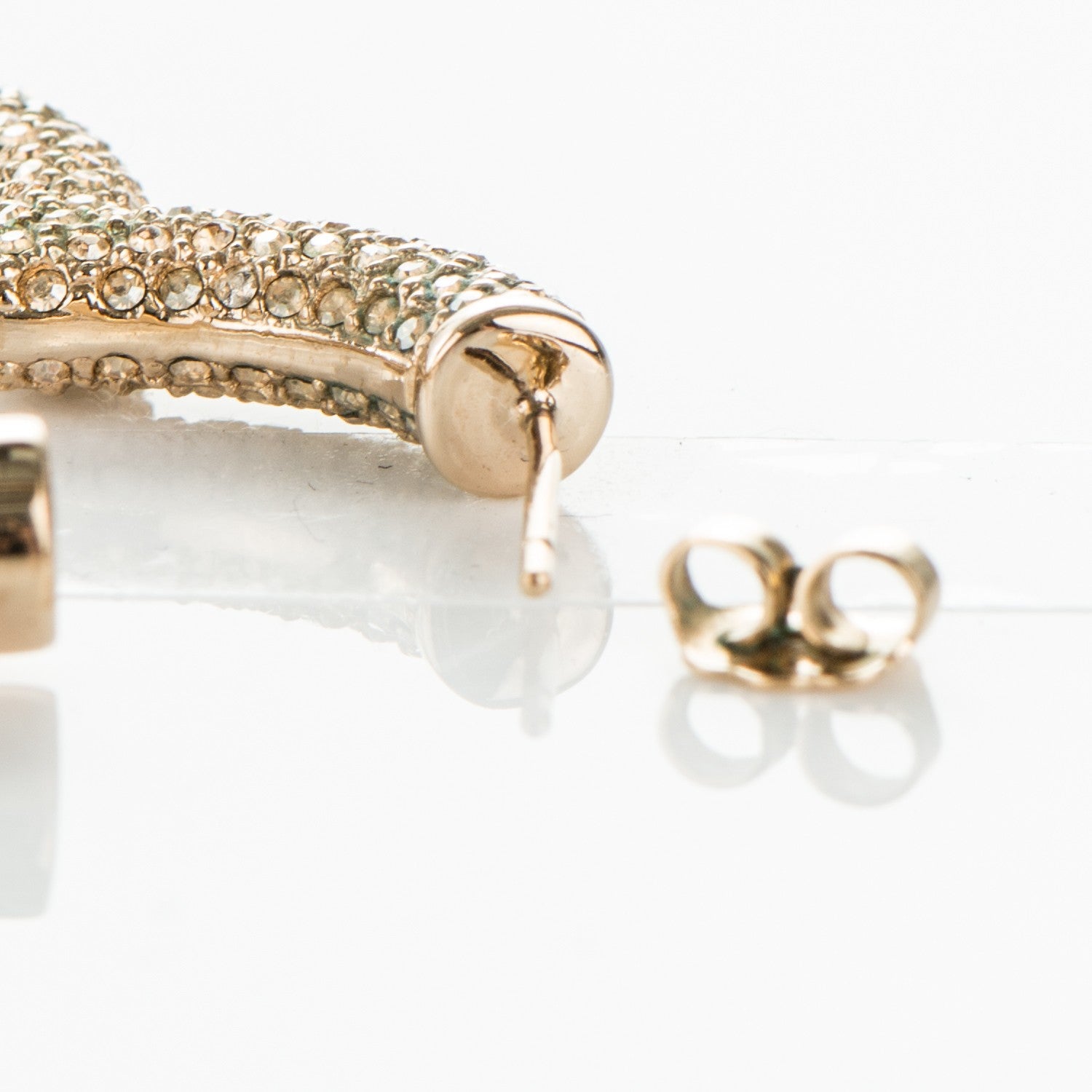 Christian Dior Crystal Heart Hoop Earrings Rose Gold 5 of 6