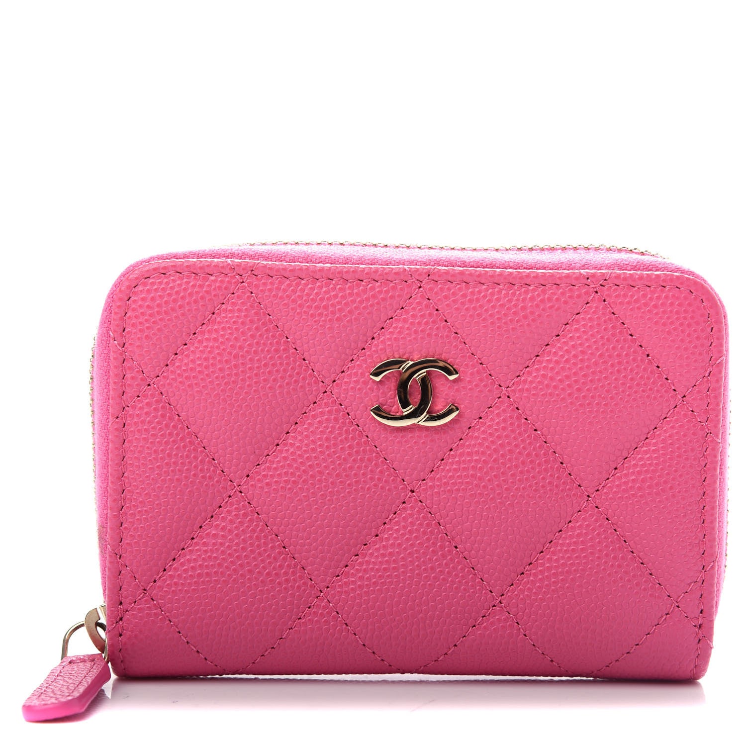 Chanel Caviar Quilted Zip Coin Purse Pink 1 of 7