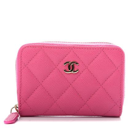 Chanel Caviar Quilted Zip Coin Purse Pink 1 of 7