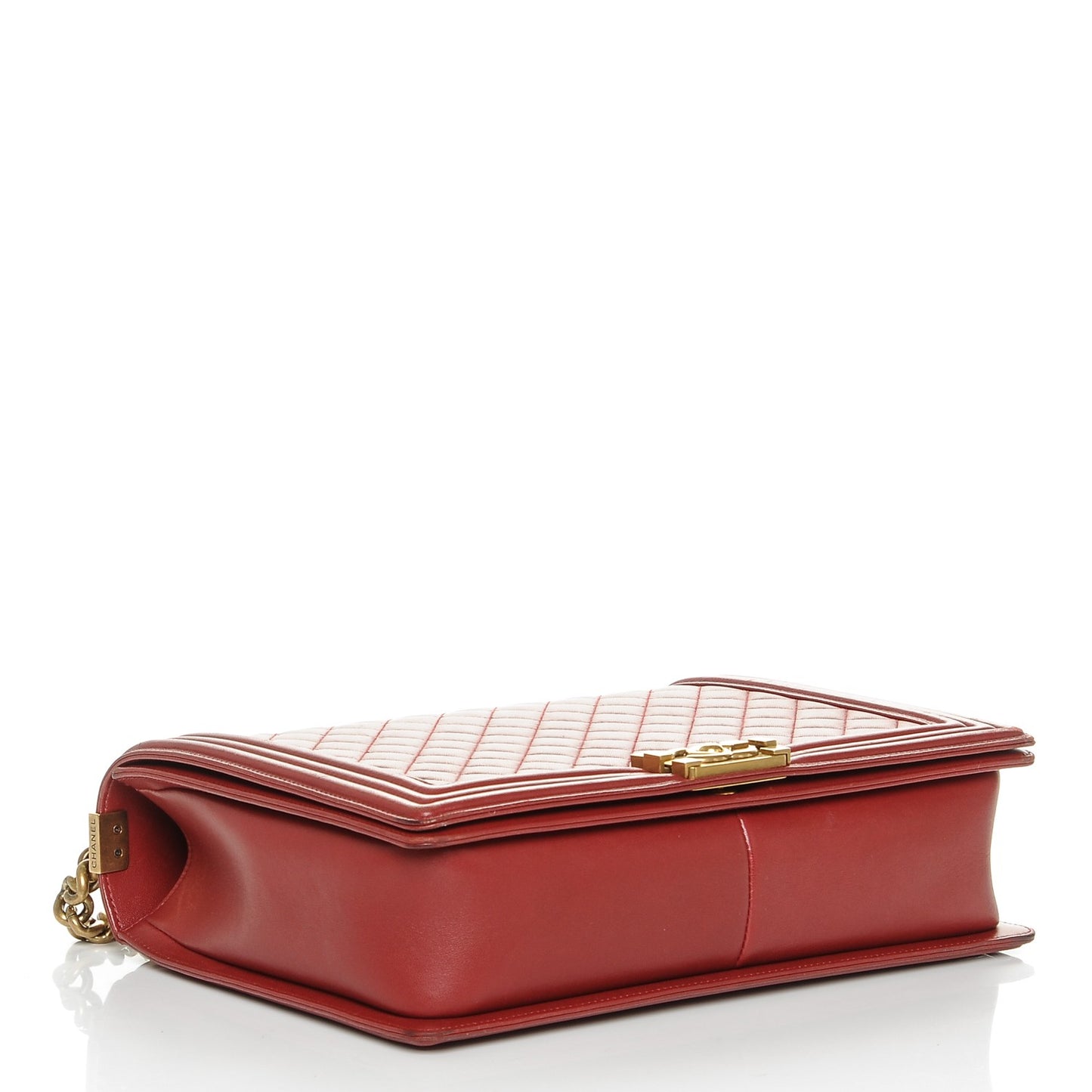 Lambskin Quilted Large Boy Flap Red