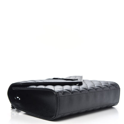 Saint Laurent Grain De Poudre Textured Mixed Matelasse Triquilt Medium Monogram Satchel Black 3 of 12
