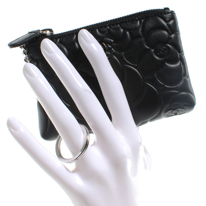 Chanel Lambskin Camellia Coin Purse Black 2 of 8