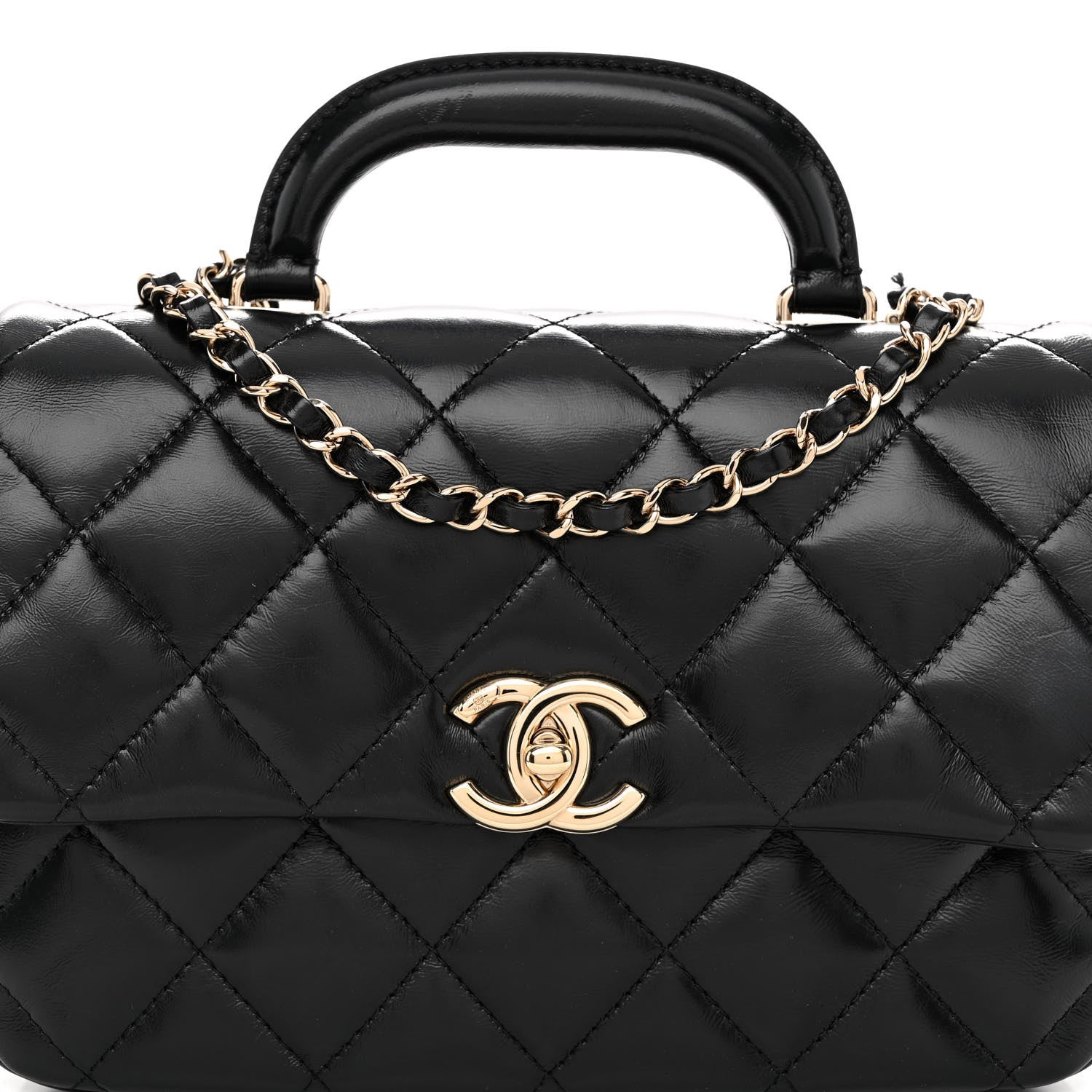 Chanel Shiny Lambskin Quilted Coco Trip Flap Bag Black 8 of 11