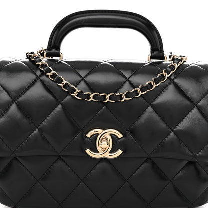 Chanel Shiny Lambskin Quilted Coco Trip Flap Bag Black 8 of 11