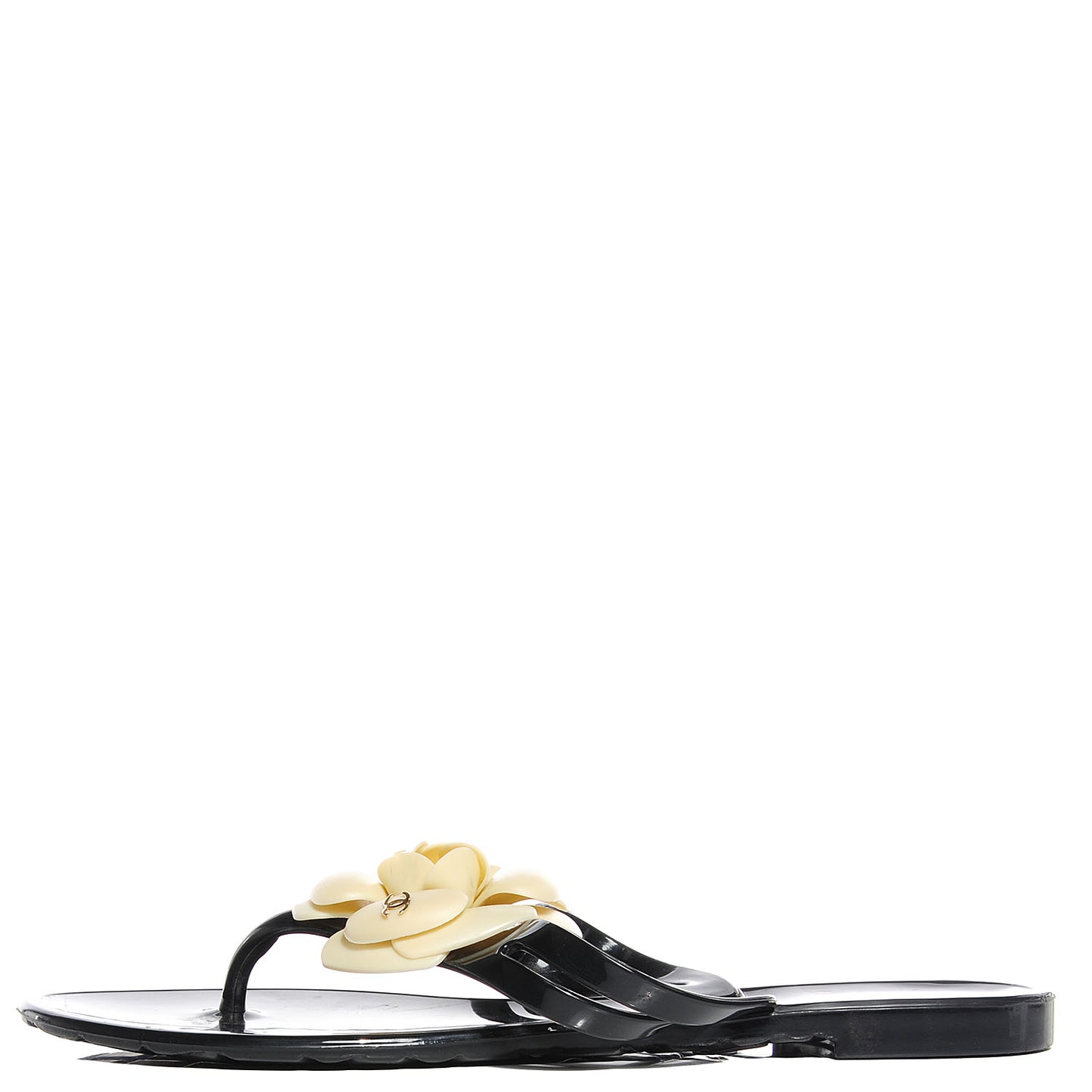 Jelly Camellia Thong Sandals 38 Black White