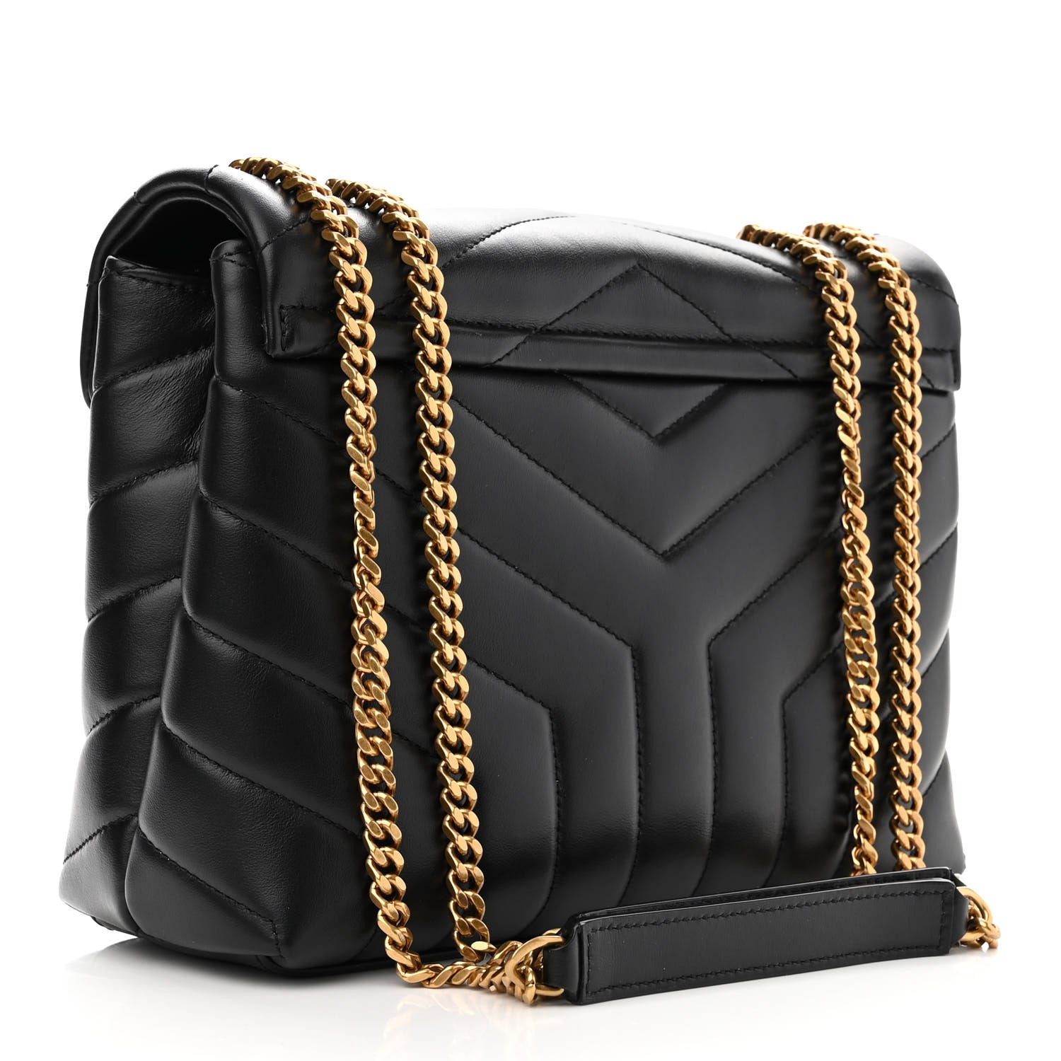 Saint Laurent Calfskin Y Quilted Monogram Small Loulou Chain Satchel Black 3 of 11