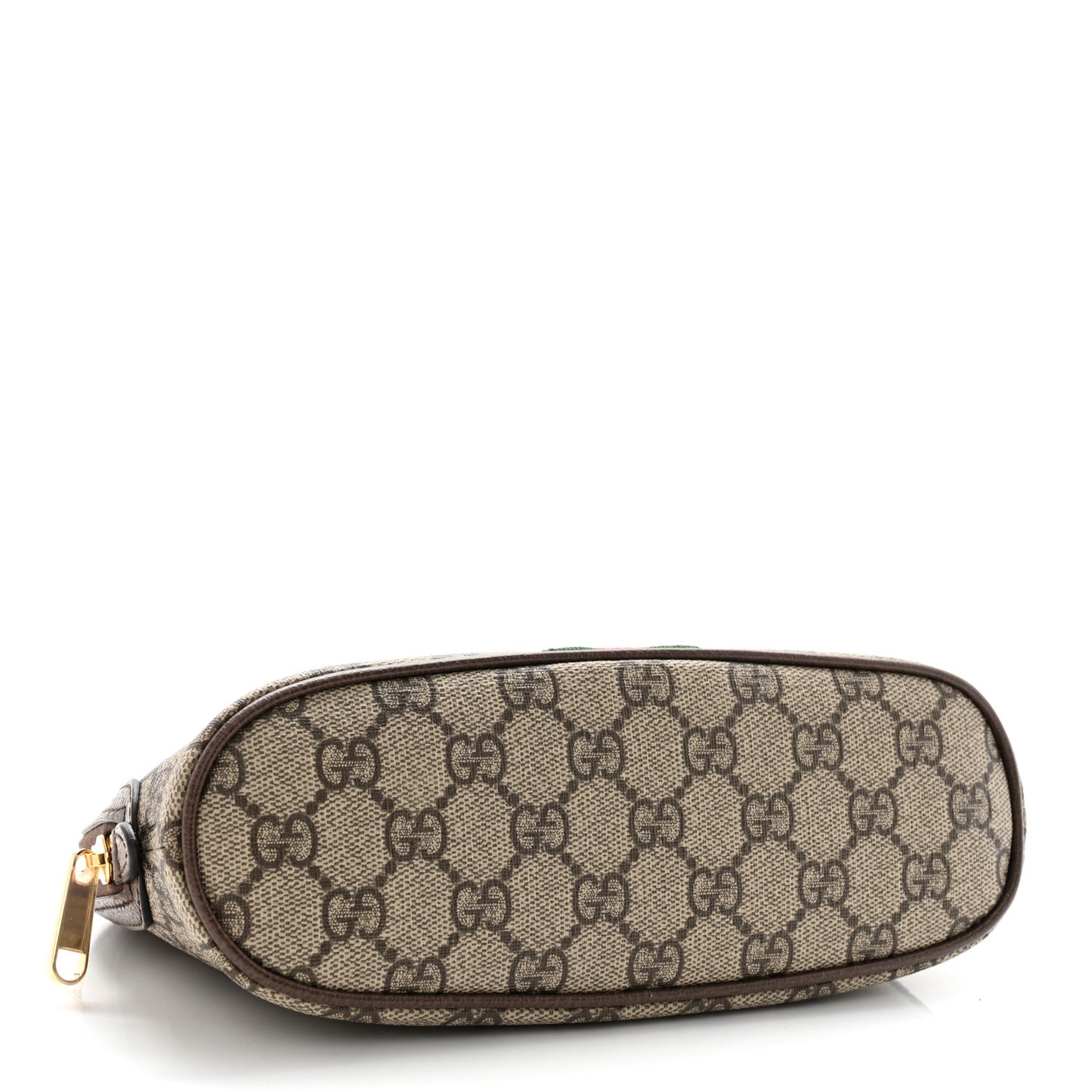 GG Supreme Monogram Textured Calfskin Web Large Ophidia Cosmetic Case Beige Ebony New Acero
