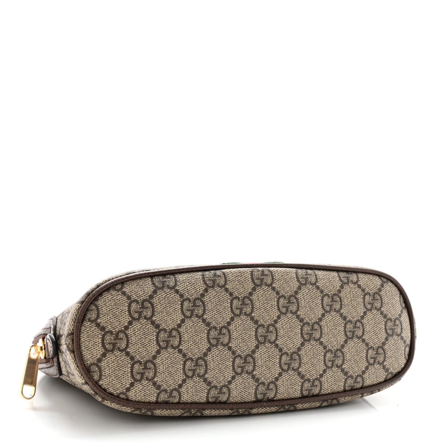 Gucci GG Supreme Monogram Textured Calfskin Web Large Ophidia Cosmetic Case Beige Ebony New Acero 4 of 8
