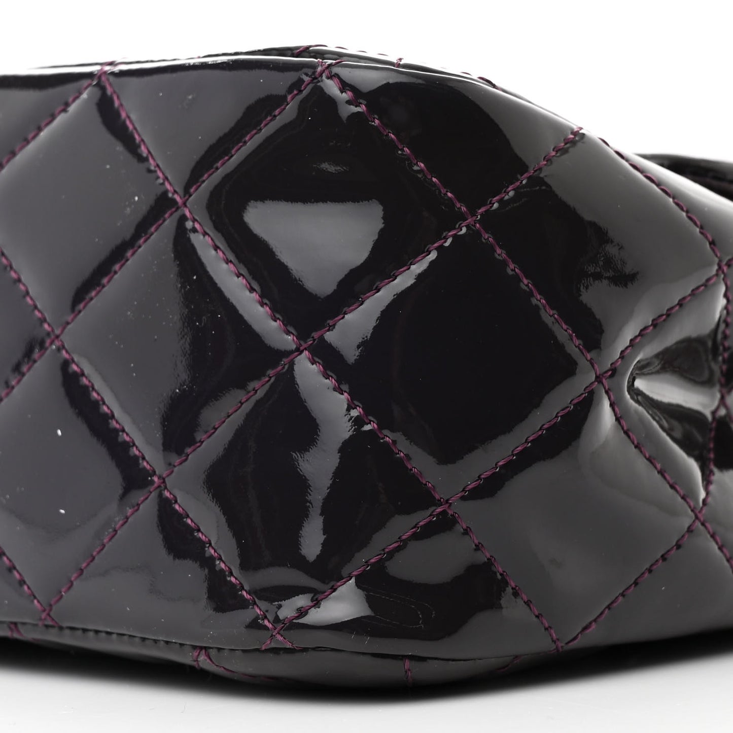Patent Quilted Jumbo Single Flap Plum