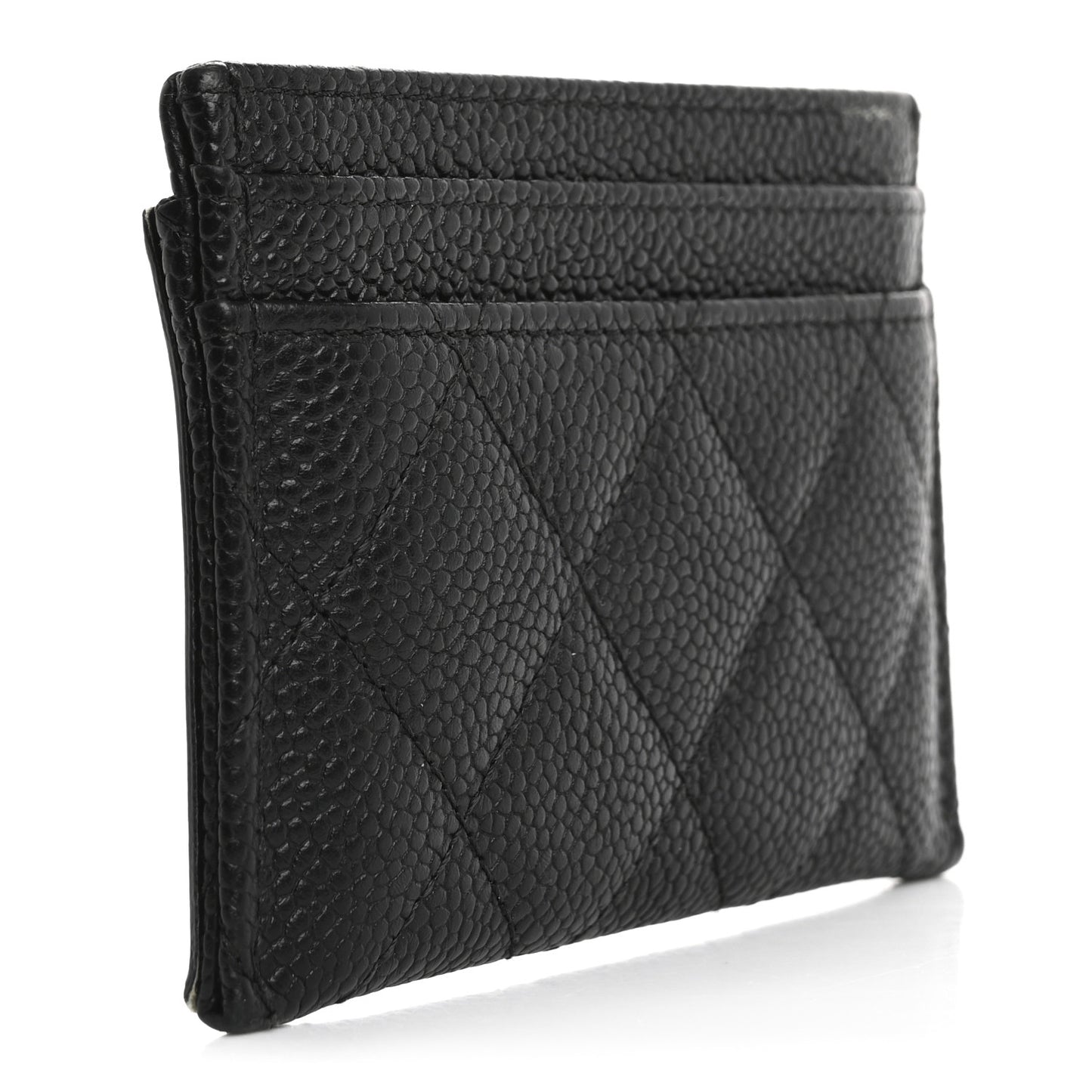 Caviar Quilted Filigree Card Holder Black