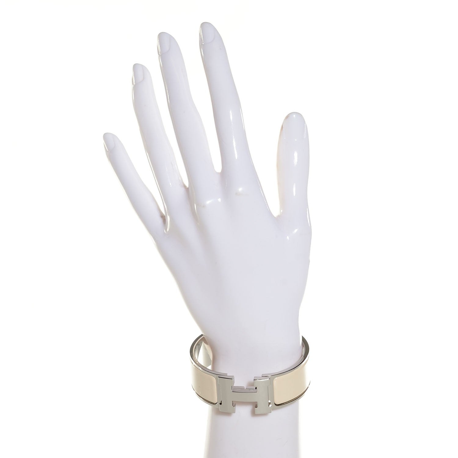 Hermes Enamel Clic Clac H Wide Bracelet PM Blanc Percale 2 of 6